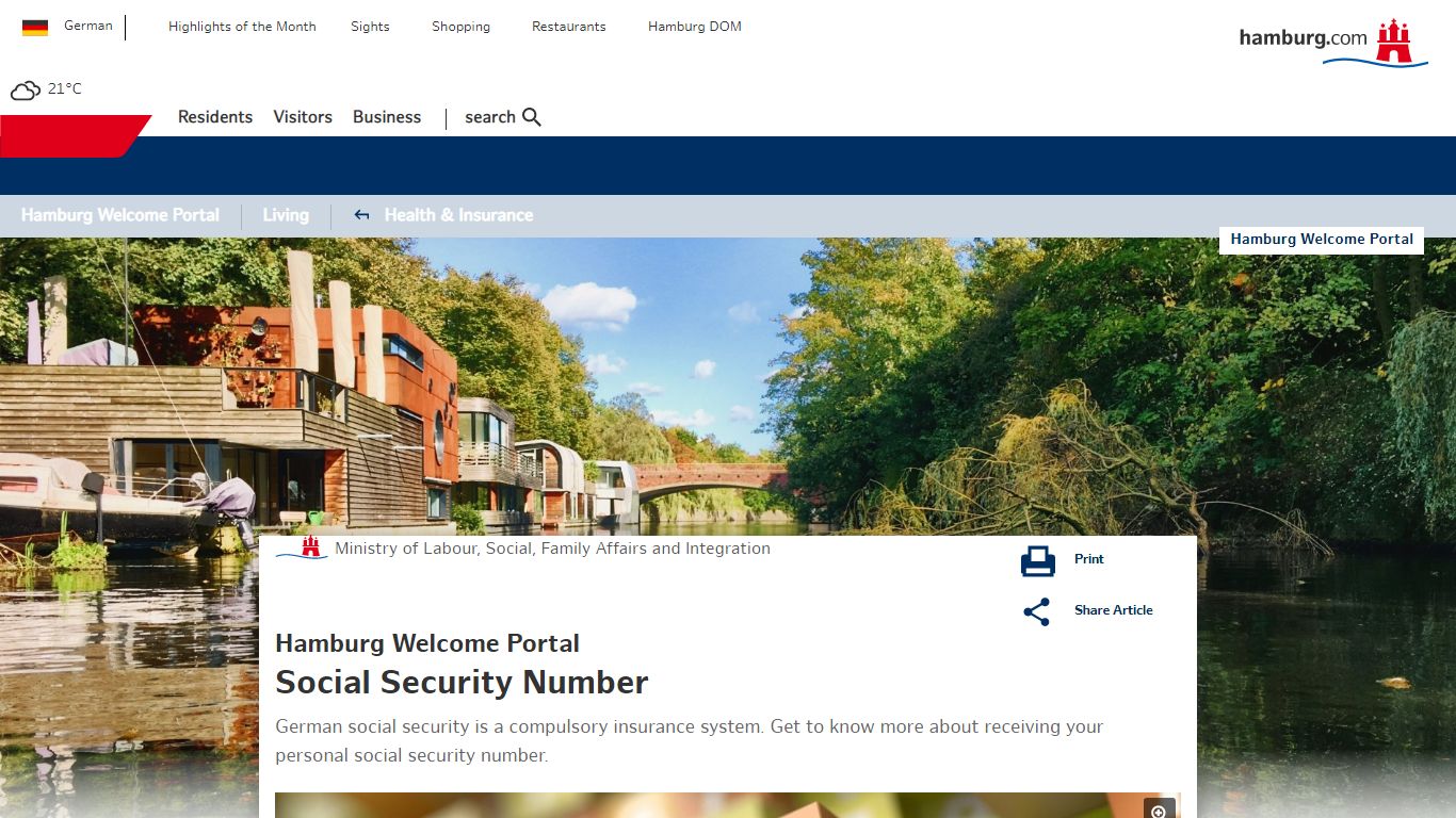 Hamburg Welcome Portal Social Security Number